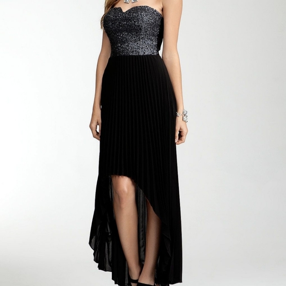 BEBE | Bustier Sequin Hi-Lo Dress - Picture 2 of 16